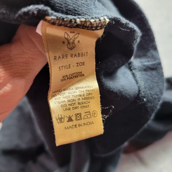 Rare Rabbit Sweater Women Size Medium Black Cotton Terry Cloth Collar Sweatshirt - Picture 6 of 11